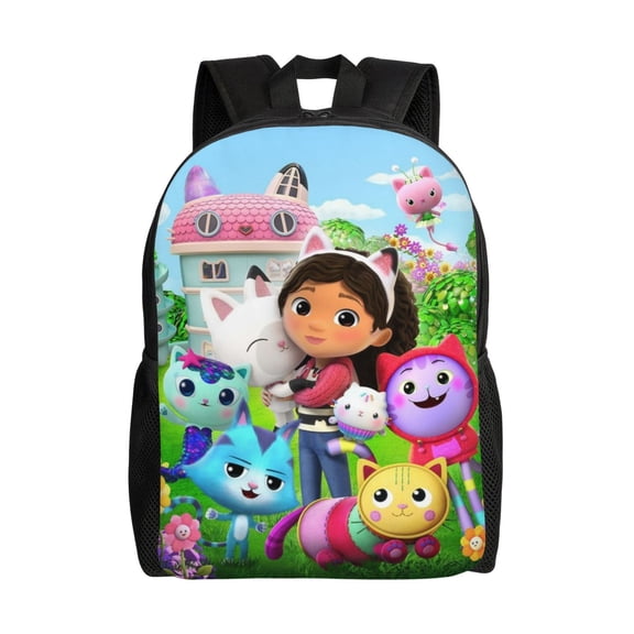 Gabby-S Cartoon Doll House Backpack,3d Print Laptop Backpack Lightweight Casual Daypack Bookbag Multi-Function Travel Backpack