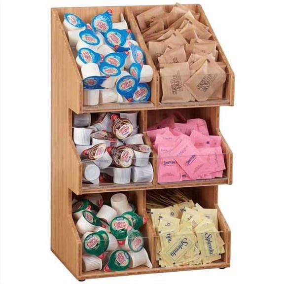 Cal Mil Bamboo 6 Compartment Condiment Organizer, 10.25 x 6.75 x 16 inch -- 1 each.