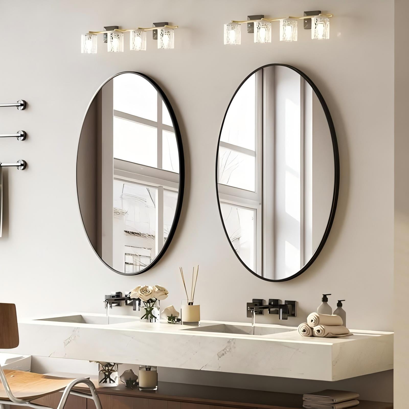 Mirstory Oval Bathroom Mirror 26"x38" Bathroom Vanity Mirror, Black