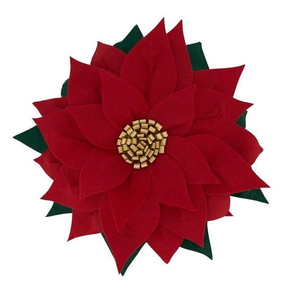 Saro Lifestyle Felt Poinsettia Poly Filled Throw Pillow
