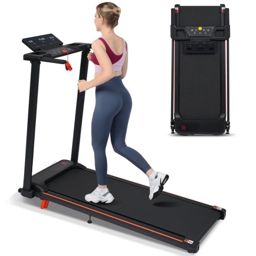 JIAXIA 3HP Treadmill with 8% Incline,8mph Portable Running Treadmill With 7-Layer Belt,3 LED Screen and 4 Adjustable Feet ,18.11"W Oversized Walking Pad for Home Office
