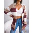 thumbnail image 1 of Open Front Cardigan Casual Striped Cardigan Chunky Below Hip Length For Home Office School For Women ANGGREK Ropa, 1 of 8