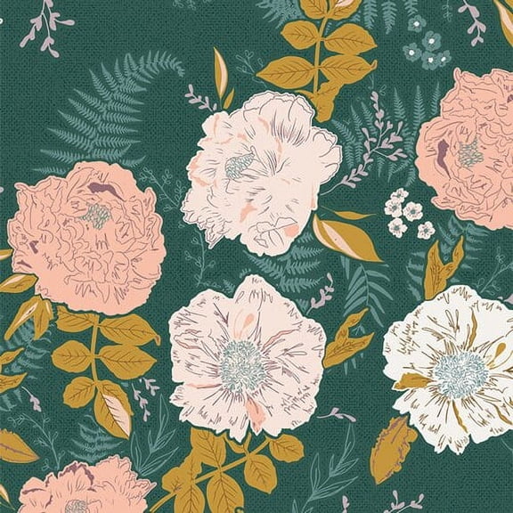 Dark green floral fabric, Art Gallery Fabrics, Sold by the Quarter Yard
