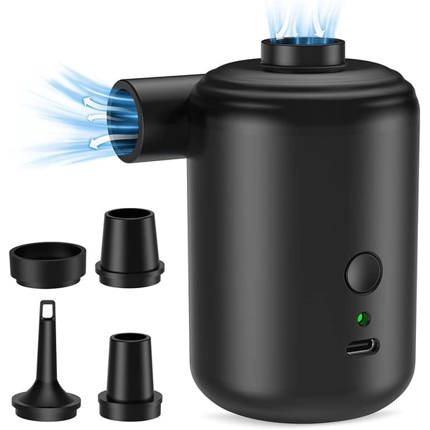 Bomba de aire, bomba de aire eléctrica de 3600 mAh para inflable, mini bomba de aire portátil de llenado rápido con 4 boquillas, inflador desinflador USB recargable pequeña bomba para colchón de aire