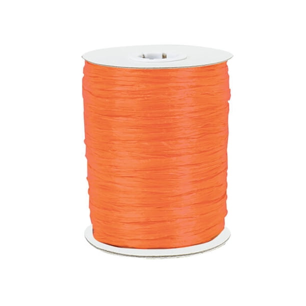 Pack Of 1, Solid Orange Paper Raffia Ribbon 1/4