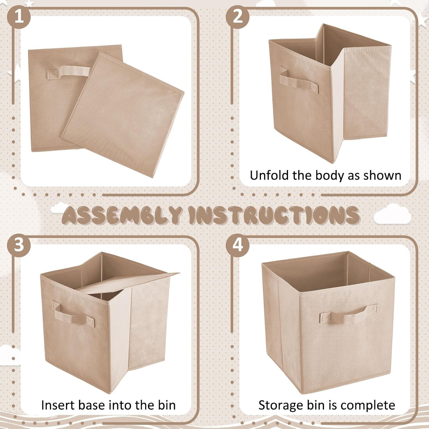 12 Pcs Cube Storage Bin 11'' Collapsible Storage Cubes for Classroom Foldable Cube Storage Organizer Bins Fabric Bins Storage Basket Fabric Cubby Boxes for Shelf(Beige, Khaki, Brown)