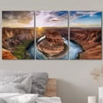 thumbnail image 3 of wall26 - 3 Piece Canvas Wall Art - Sunset Moment at Horseshoe Bend, Colorado River, Grand Canyon National Park, Arizona USA - Modern Home Art Stretched and Framed Ready to Hang - 16"x24"x3, 3 of 7