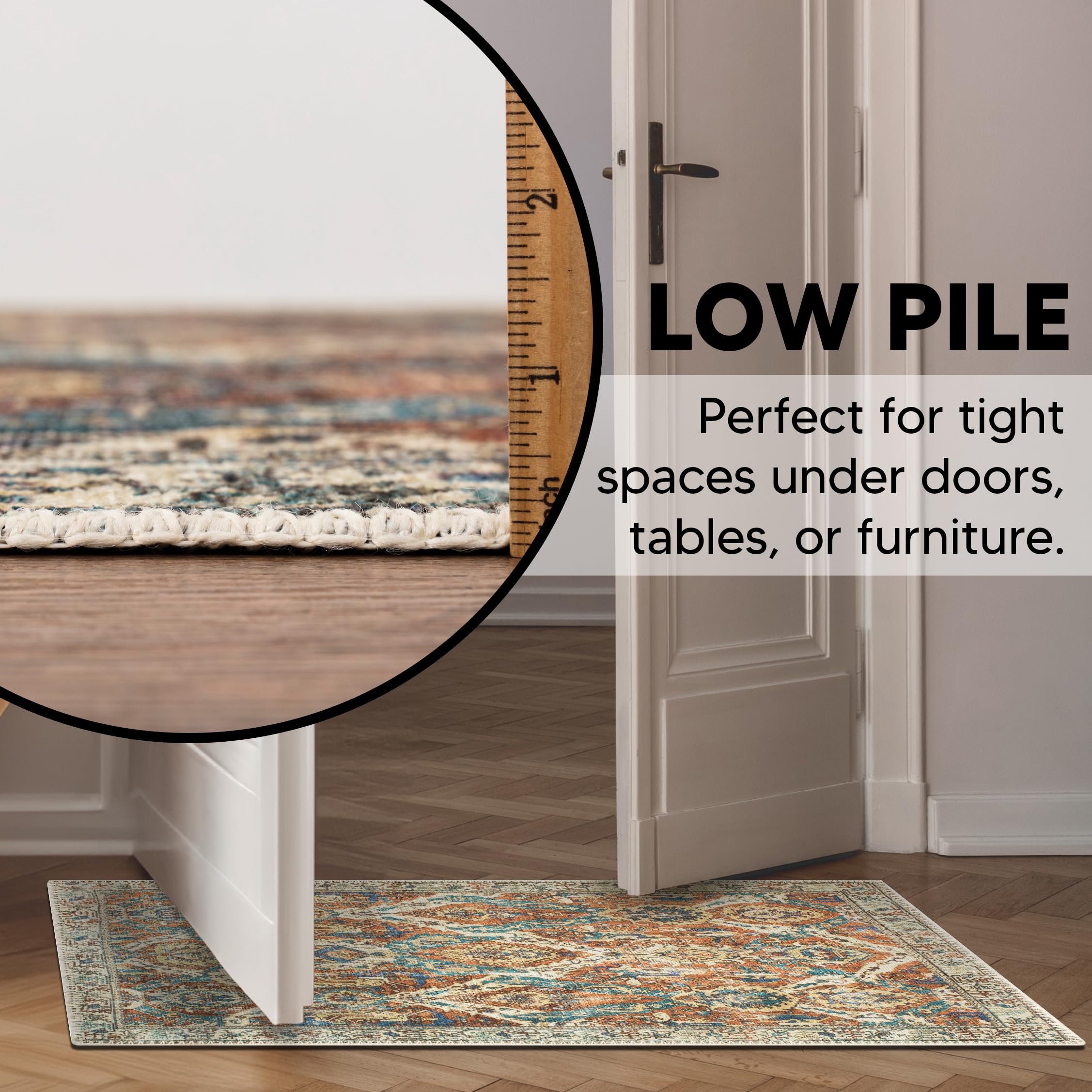 Keen Home Design Machine Washable Area Rugs with Non-slip Backing, Ideal for Hallway, Living Room, Bedroom, Kitchen and Laundry Room, Vintage Moroccan and Low Pile Rug ( 2' x 3' )