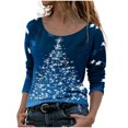 thumbnail image 1 of Tops de Otoño Para Mujer Tops Con Estampado Navideño Blusa de Jersey de Árbol Con Cuello Redondo de Manga Larga A La Moda Odeerbi  ODB179012, 1 of 5