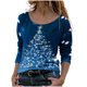 thumbnail image 1 of Blusa de manga larga con cuello redondo y estampado de árbol de Navidad para mujer Pompotops  FGAJ12456, 1 of 1