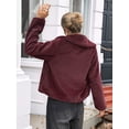 thumbnail image 5 of Women'S Cropped Faux Fur Jacket Long Sleeve Open Front Cardigan Casual Short Coat Wine Red S, 5 of 8