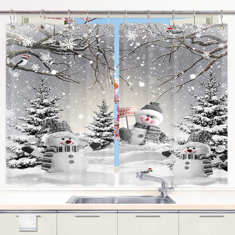 Christmas Kitchen Curtains, Farmhouse Truck Winter Holiday Xmas Kitchen