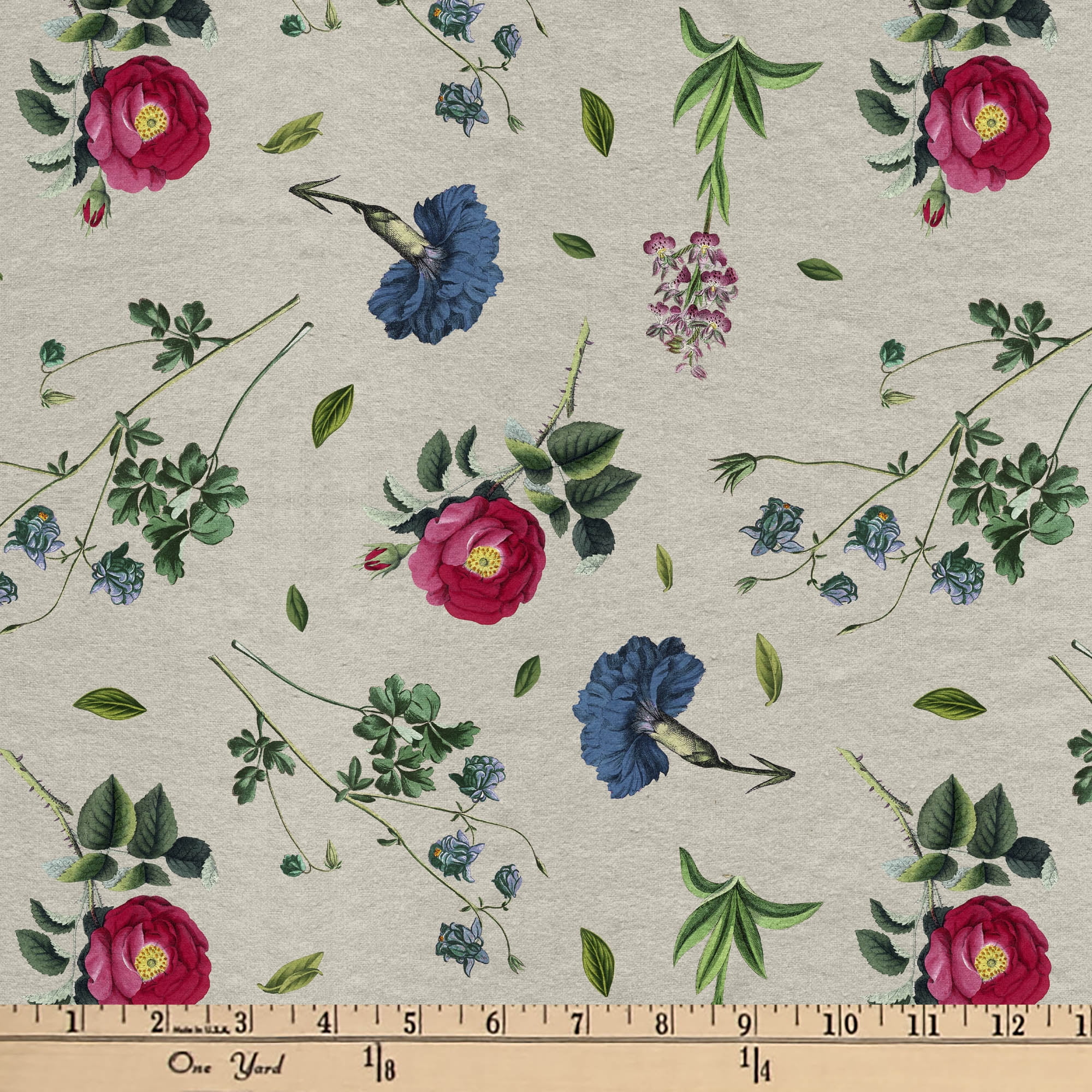 David Textiles 57" Chiffon Spring Buds Fabric By the Yard, Gray