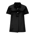 thumbnail image 4 of Women's Satin V Neck Short Sleeve Wrap Elegant Blouse Shirt Black L, 4 of 7