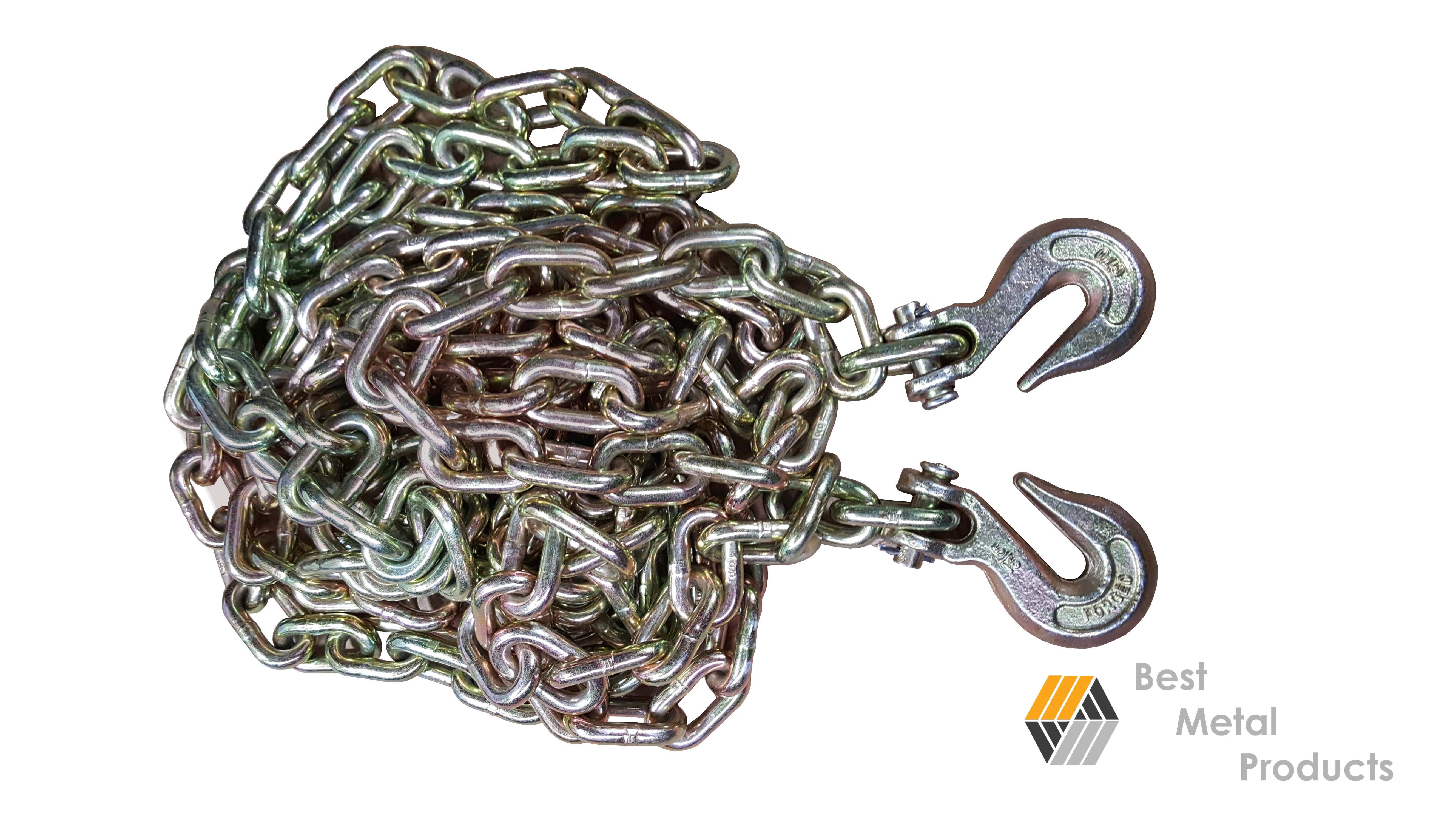 (2) 5/16" x 20 ft Tow Chain w/ Hooks G70 Tie Down Flatbed Truck Trailer Chain 09001562
