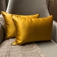 thumbnail image 5 of Dark Gold Luxury Lumbar Pillow Cover 12"x16" | Pack of 2 Modern Satin Oblong Pillow Cover Solid | Plain Solid Pillowcases for Bed, Couch & Sofa, Modern Home Décor - Dark Gold Slub Satin, 5 of 12