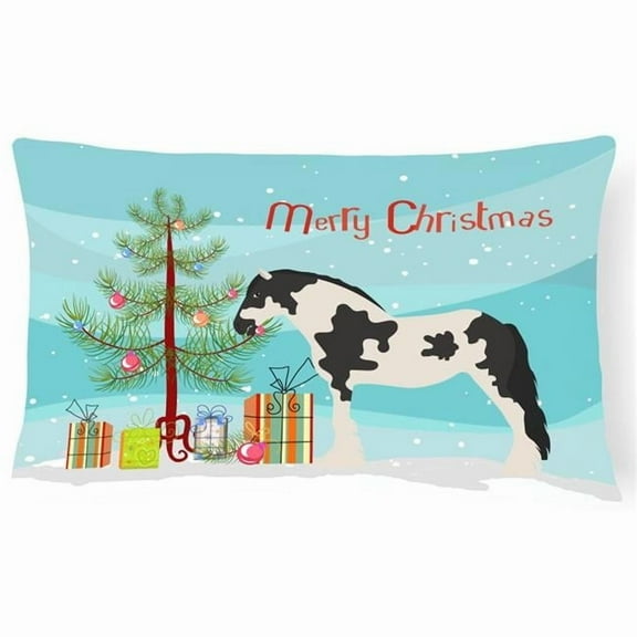 Carolines Treasures BB9279PW1216 Cyldesdale Horse Christmas Canvas Fabric Decorative Pillow, Teal, 12H x16W, multicolor