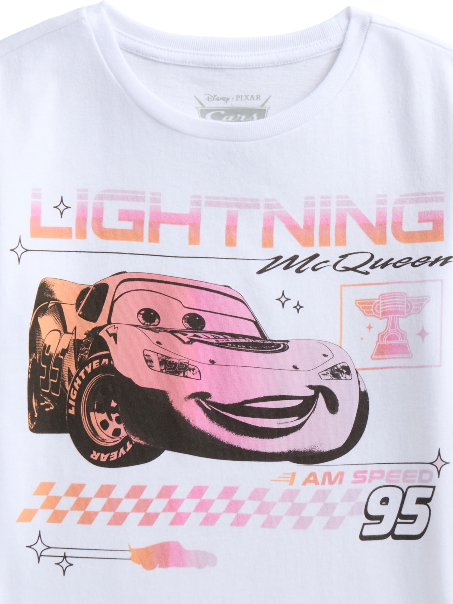 Cars Girls Lightning McQueen Graphic T-Shirt with Short Sleeves, Sizes 4-16