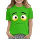 thumbnail image 5 of Blusas y camisas de manga corta con cuello redondo para niños y niñas, color liso, con estampado de expresión linda, manga corta, holgadas y cómodas, blusa para niña, 5 of 5