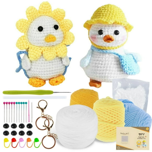Crochet Kit for Beginners Complete Crochet Knitting Kit Adorable Animal Crochet Starter Pack with Keychain Step-by-Step Video