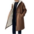 thumbnail image 5 of Timoontee Men's Sherpa Lined Coat Warm Thickened Coats Fleece Windproof Jacket Casual Comfy Long Parka Solid Zip Up Outerwear Winter Overcoat Coffee M, 5 of 7