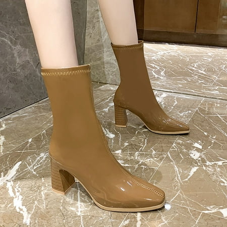 

Qepwscx Boots For Women With Heel Women Knee Boots Women S Winter Boots Chunky Heel High Heel Slouchy Pointed Toe Booties Women’S Boots