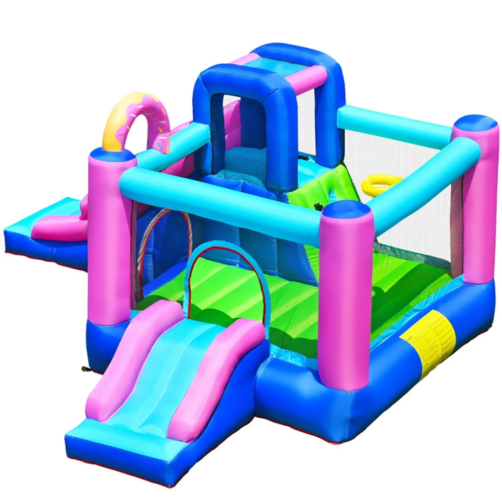 Aimee Lii Inflatable Bounce Castle with Dual Slides and Climbing Wall without Blower, Kids Bounce House for 5-12