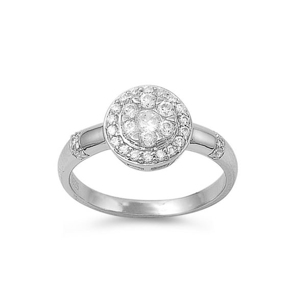 Cluster Center Embraced Cubic Zirconia Ring Sterling Silver 925