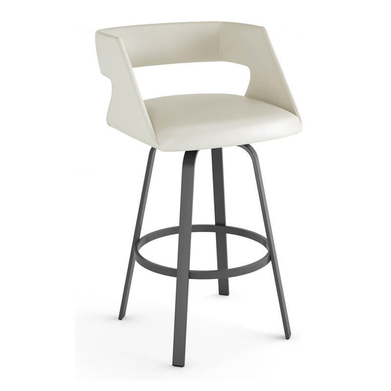Faux Leather Swivel Bar Stool, Off White Counter Height Stools