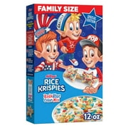 Kellogg's Rice Krispies Breakfast Cereal, Summer Snacks, Family Breakfast, Family Size, Red and Blue Color Mix, 12oz Box (1 Box)