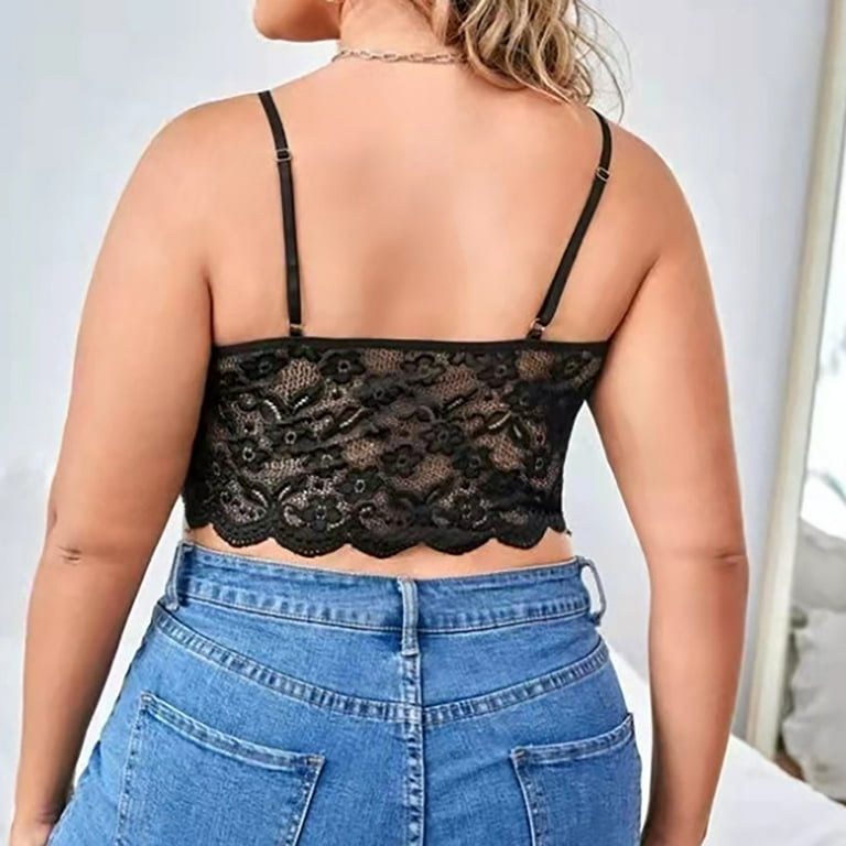 PMUYBHF Lace Camisole for Women Long Square Neck Tank Top Personality Large  Size Suspender Bra Lace Lace Vest Simple and Exquisite
