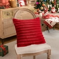 thumbnail image 4 of Luoshdecor Throw Velvet Pillow Covers，Faux Fur Stripe Square Throw Pillow Covers for Christmas Sofa Bed Living Room Decorations 18x18 in, 4 of 6