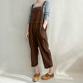thumbnail image 4 of aidice Cotton Linen Overalls for Women Summer Lightweight Adjustable Strap Vintage Cropped Pants Jumpsuits, 4 of 7