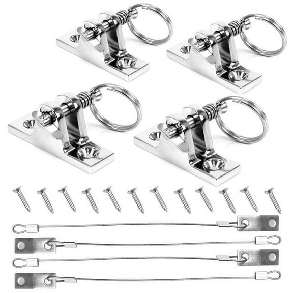 KNOX 90 Degree Bimini Top Deck Hinge Mount with Quick Release Pins, Stainless Steel Hinge Rail Mount Kit, Universal Bimini Top Hardware Fitting, Flat Deck Mount for Bimini Top Boat 4-Pack