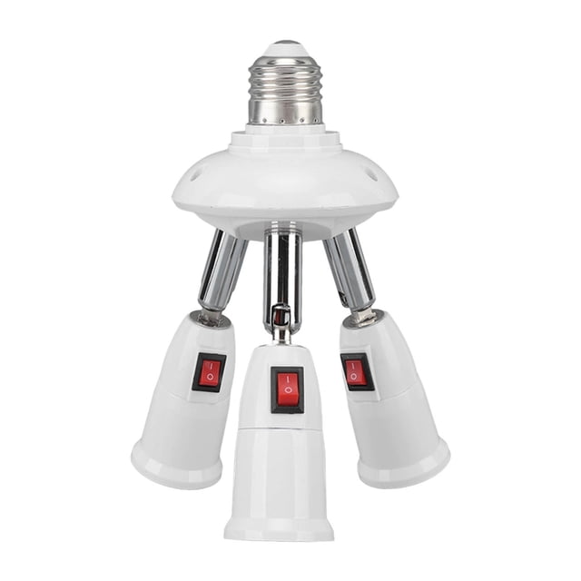 Adaptador de lámpara E27 E26 Extensor de enchufe de luz 3 en 1 ajustable 85-265 V con interruptor de botón para el hogar