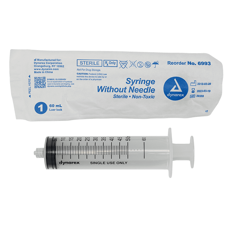 60ml Syringe Only with Luer Lock Tip - 25 Syringes Without a Needle by Easy Glide - Great for Medicine, Feeding Tubes, and Home Care