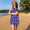 thumbnail image 3 of Fotbe Skull daisy purple Vestido de Verano sin Mangas para Mujer – Vestido Midi Línea A, Estilo Camiseta Floral, Vestido Playero Casual y Fluido, 3 of 7