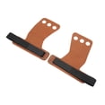 thumbnail image 2 of protectores de palma para gimnasia, de piel sintética, con agarre de tres dedos para dominadas y levantamiento de pesas, color marrón., 2 of 14