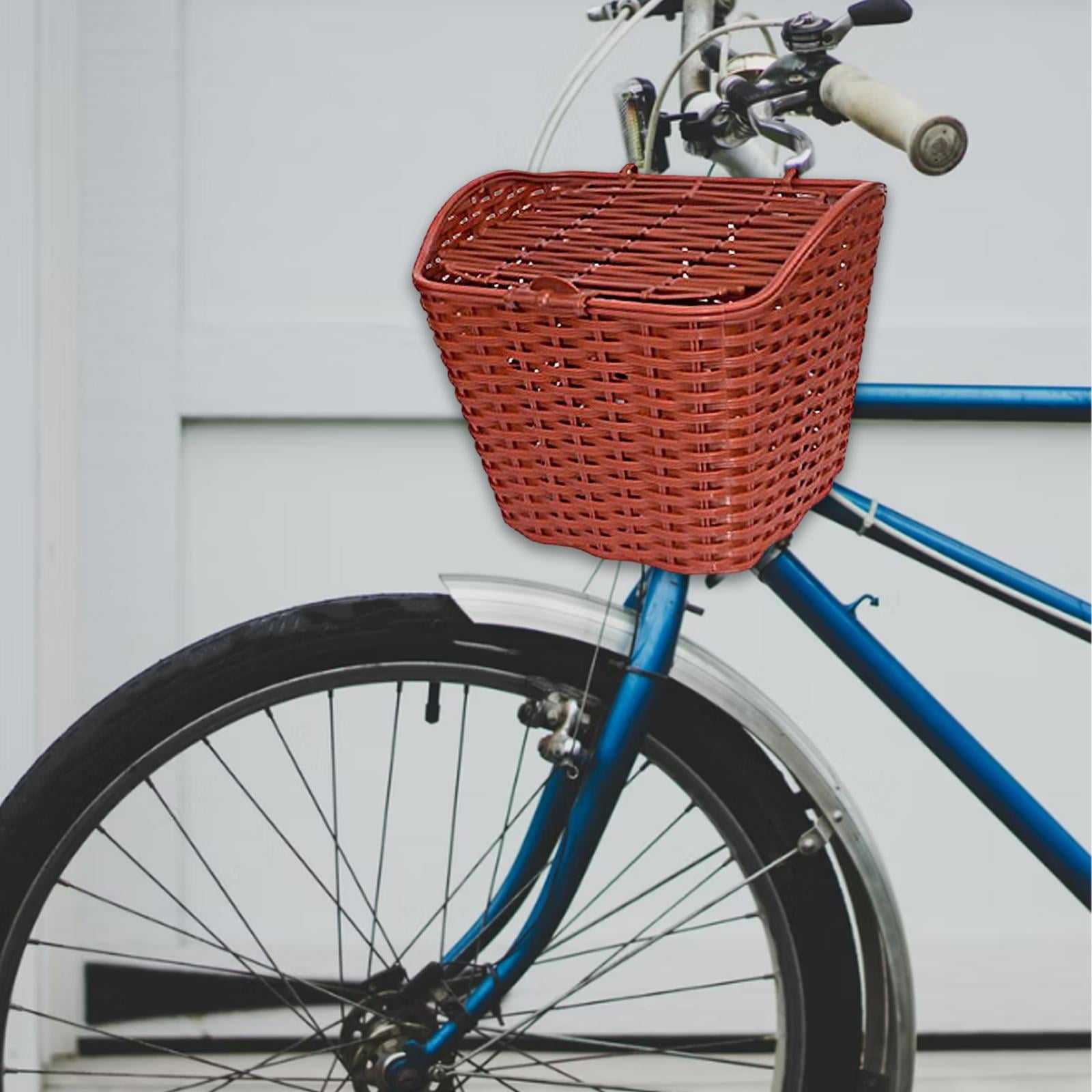 Bike Basket with Lid Large Size Waterproof Detchable Front Handlebar Basket , brown