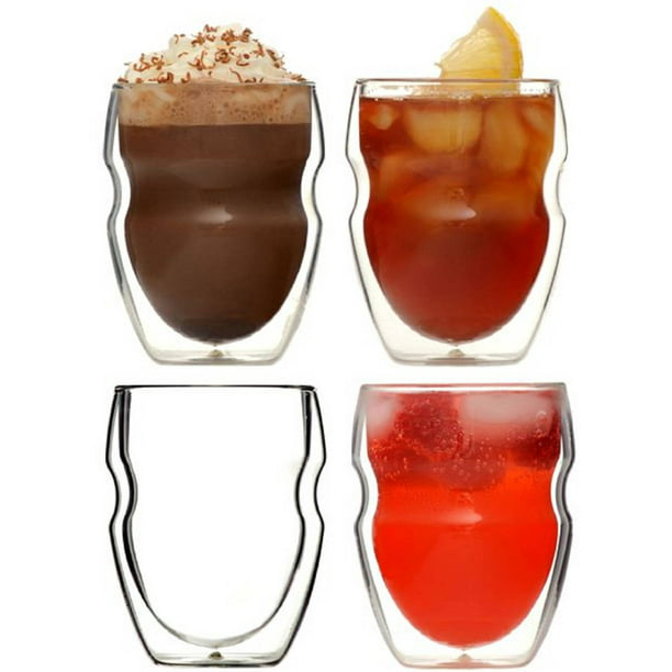 Ozeri Serafino Double Wall 8 Oz Beverage And Coffee Glasses Set Of 4 Insulated Drinking Glasses