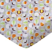 SheetWorld Fitted 100% Cotton Flannel Play Yard Sheet Fits BabyBjorn Travel Crib Light 24 x 42, ABC Animals Gray