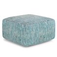 thumbnail image 1 of SIMPLIHOME Nate Pouf Carré, Repose-Pieds, Rembourré en Coton Tissé à la Main à Motif Mélange Sarcelle, pour le Salon, la Chambre et la Chambre d'Enfants, Transitionnel, Boho, 1 of 5