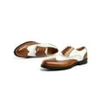 thumbnail image 6 of Fangasis Mens Dress Shoes Comfort Oxfords Lace Up Brogues Driving Non Slip Leather Shoe White Brown 5.5, 6 of 9