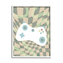 Stupell Industries Checkered Game Controller Beauty & Fashion Painting White Framed Art Print Wall Art, 11 x 14