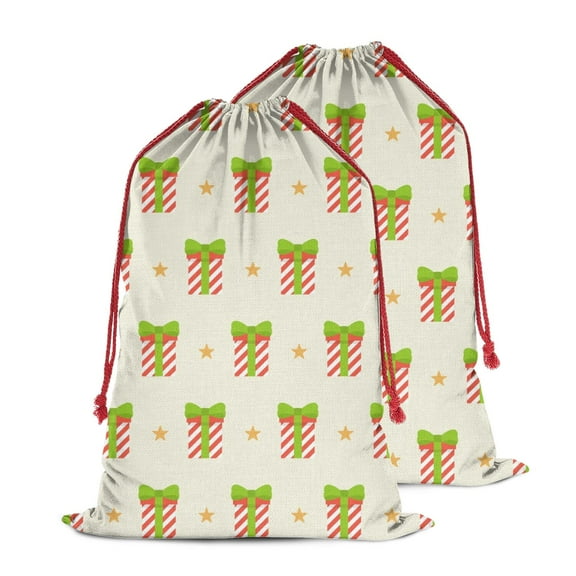 Christmas Sack – 28" X 20" Canvas Gift Bag with Drawstring, Full Print Polyester Santa Sack, Durable Reusable Xmas Gift Bag for Holiday, Party & Storage