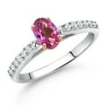 thumbnail image 2 of Gem Stone King 0.68 Ct Pink Mystic Topaz G/H Lab Grown Diamond 10K White and Rose Gold Engagement Ring, 2 of 4