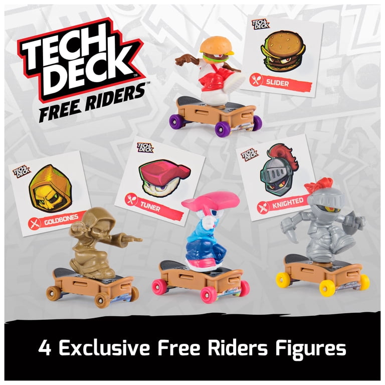 Tech Deck Free Riders 4-Pack Fingerboard and Fidget Toy Set for