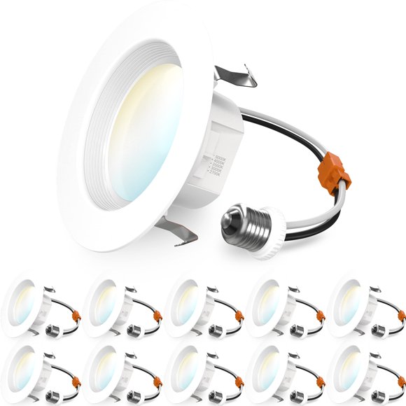 Sunco 10 Pack 4 Inch LED Recessed Lights, Retrofit Can Lighting, 660 LM, 11W (40W Equivalent), Selectable CCT 2700K/3000K/3500K/4000K/5000K, Dimmable, Baffle Trim, R