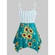 thumbnail image 2 of Más el tamaño de rayas girasol Imprimir Pañuelo Tank Top Rosegal Camisetas sin mangas de talla grande, 2 of 5