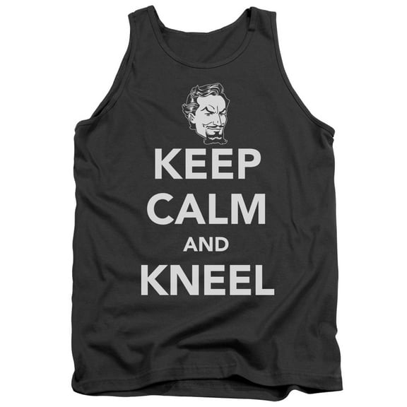 DC Comics Keep Calm And Kneel Adult Tank Top Charcoal